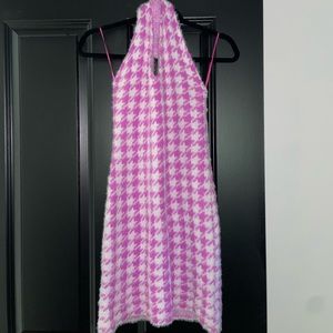 BLANC - WHITE AND PURPLE HALTER DRESS